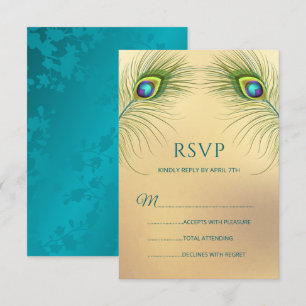 Peacock Wedding Elegant Floral RSVP Card