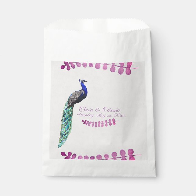 Peacock Wedding Favour Bags (Front)
