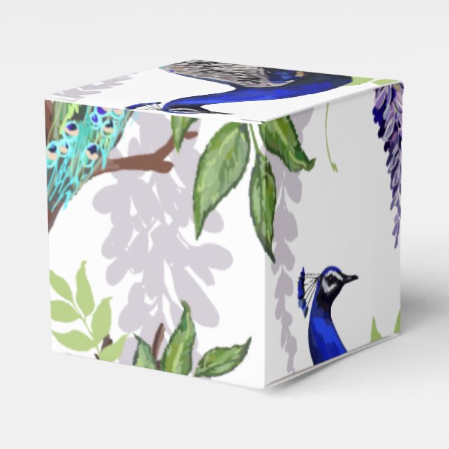 Peacock Wedding Favour Box (Front Side)