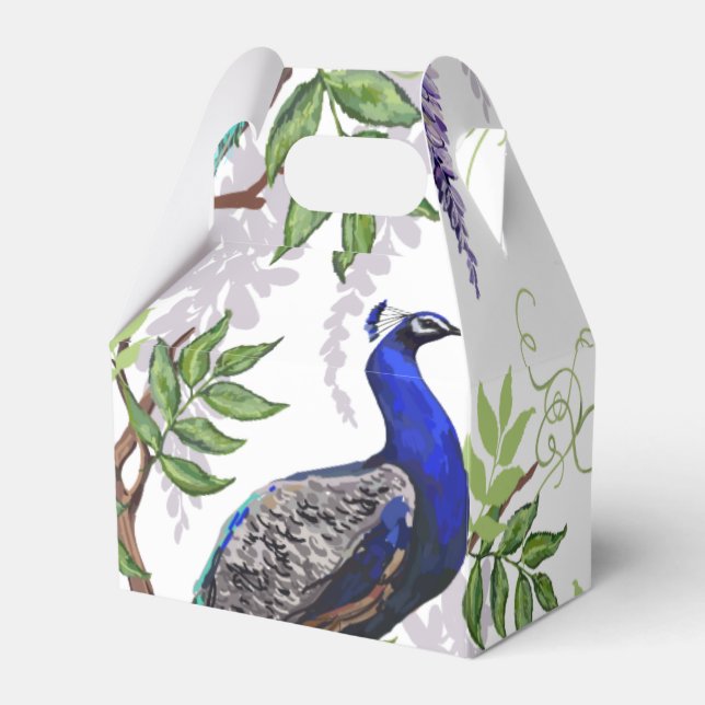 Peacock Wedding Favour Box (Front Side)