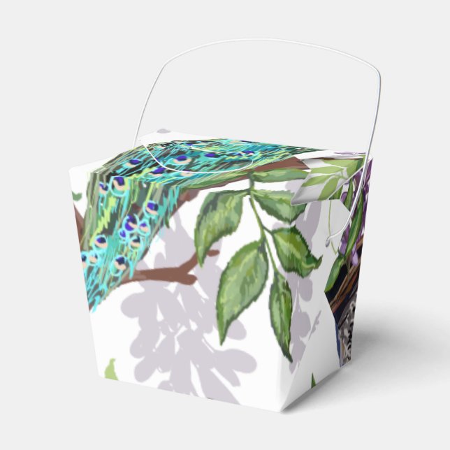 Peacock Wedding Favour Box (Front Side)