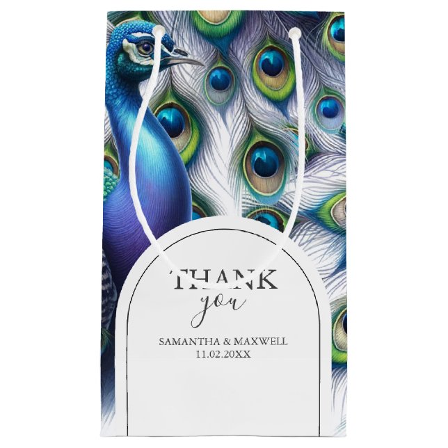 Peacock Wedding Gift Bags (Front)