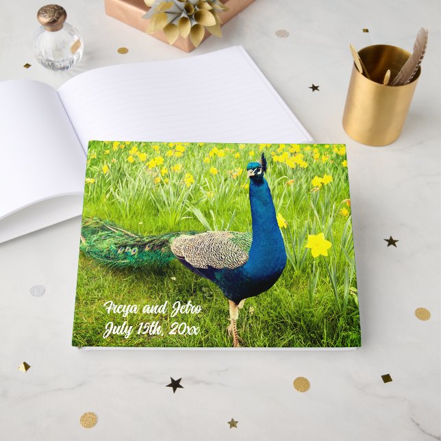 Peacock Wedding Guest Book (Front Open)