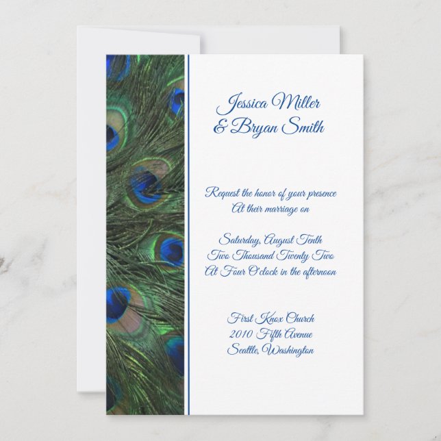 Peacock Wedding Invitation (Front)
