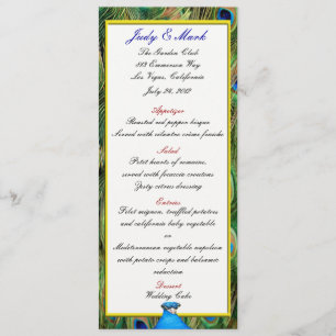 Peacock Wedding Menu Card