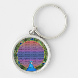 Peacock Wedding Photo Key Chain