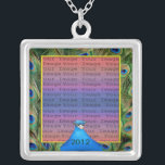 Peacock Wedding Photo Silver Necklace<br><div class="desc">Personalise this pretty necklace to have as wedding favours at your wedding reception or to have one yourself as a remembrance of your special day. This necklace is also the perfect gift for the bride at her bridal shower. Personalise by adding your photo, and changing the text in the fields...</div>