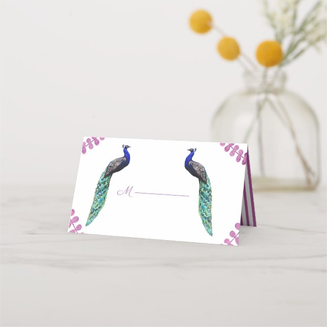 Peacock Wedding Place Card (Front)