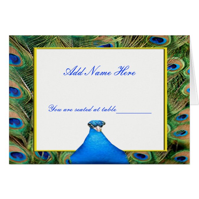 Peacock Wedding Place Card (Front Horizontal)