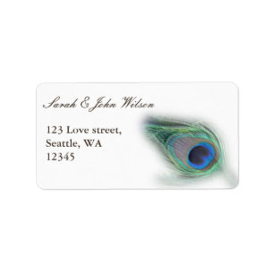 peacock wedding ,return address label
