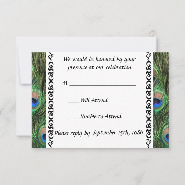 Peacock Wedding RSVP (Front)