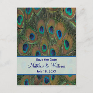 Peacock Wedding Save The Date Announcement Postcard