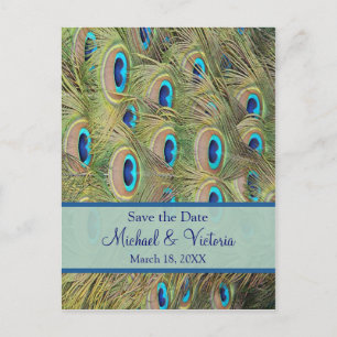 Peacock Wedding Save The Date Announcement Postcard