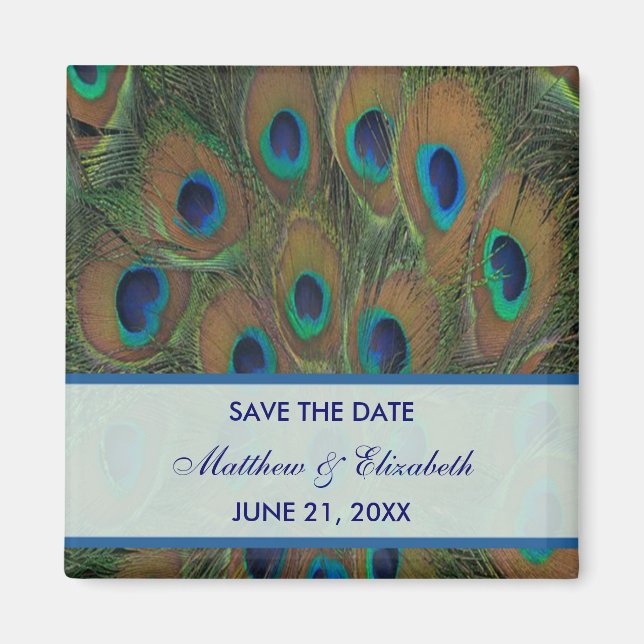 Peacock Wedding Save The Date Magnet (Front)