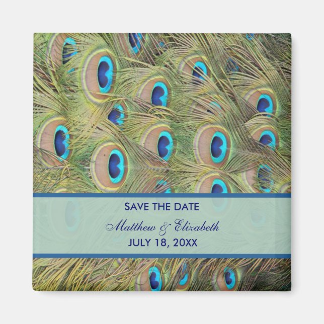 Peacock Wedding Save The Date Magnet (Front)