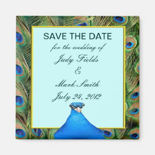 Peacock Wedding Save The Date Magnet