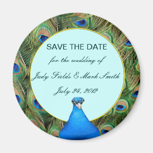 Peacock Wedding Save The Date Magnet