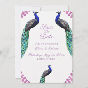 Peacock Wedding Save The Date Thank You Card