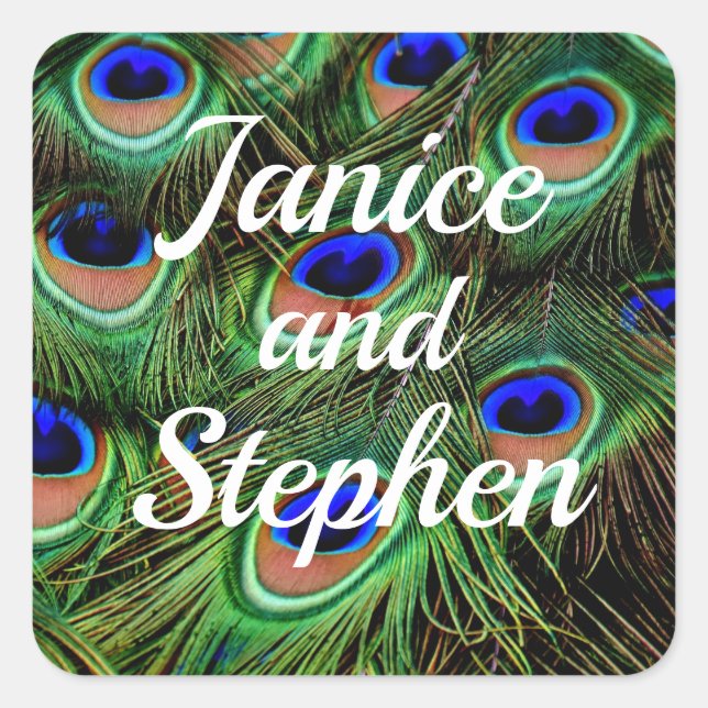 Peacock Wedding Stickers Favor Envelope Seal (Front)