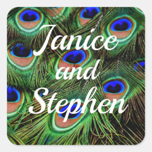 Peacock Wedding Stickers Favour Envelope Seal