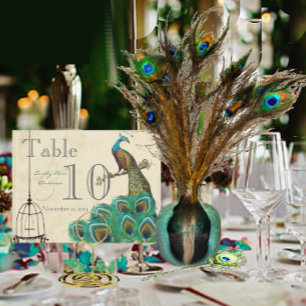 Peacock Wedding Table Number Postcard