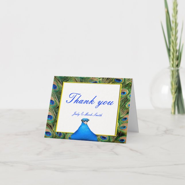 Peacock Wedding Thank You Card (Front)