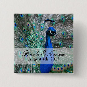 Peacock Wedding Theme 1 15 Cm Square Badge