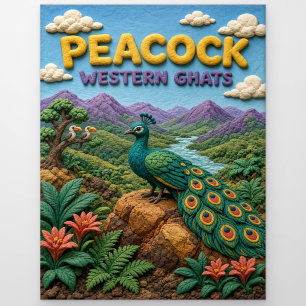 Peacock Western Ghats Modern KlayKoo Postcard