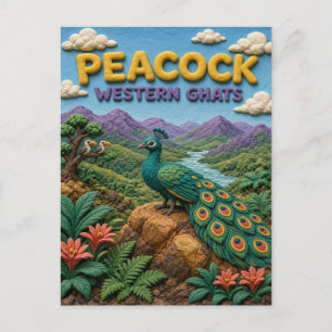 Peacock Western Ghats Modern KlayKoo Postcard