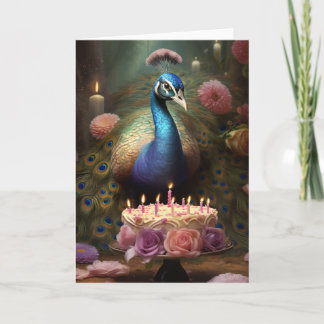 Peacock with a Birthday Cake Card