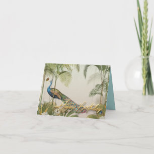 Peacock with butterflies Happy birthday Card