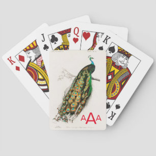 PEACOCK WITH CUSTOM MONOGRAM Classic Playing Cards