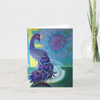 Peacock with Dahlia Card
