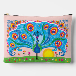 Peacock with Flowers Accessory Pouch