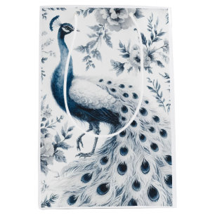 Peacock with flowers blue Gift Bag