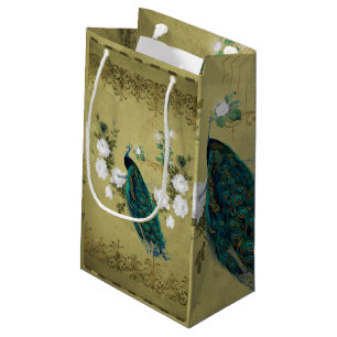 Peacock with flowers small gift bag