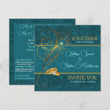 Peacock with Gold Accents Teal Wedding