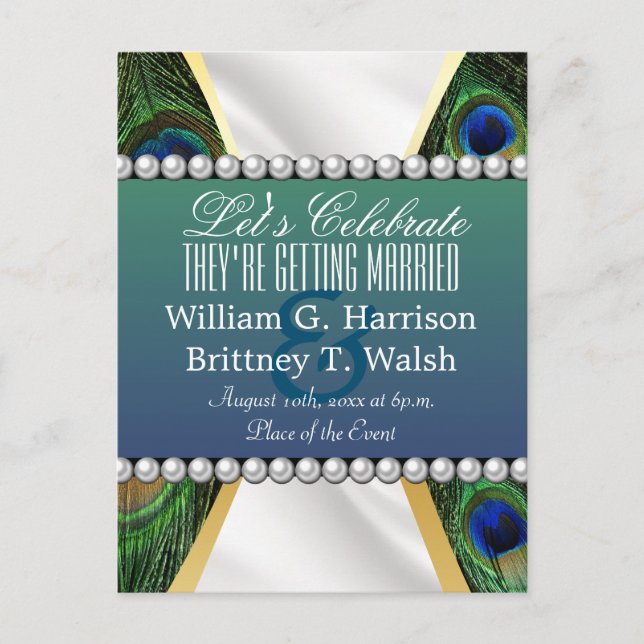 Peacock with Gold Silver Drapery Postcard (Front)