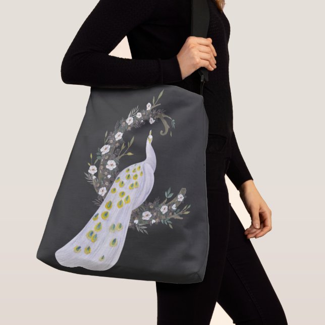 Peacock with Magnolia Crossbody Bag (Close Up)
