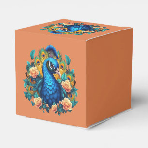 Peacock With Peach Roses Favour Box