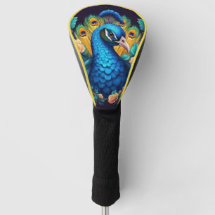 Peacock With Peach Roses Golf Head Cover