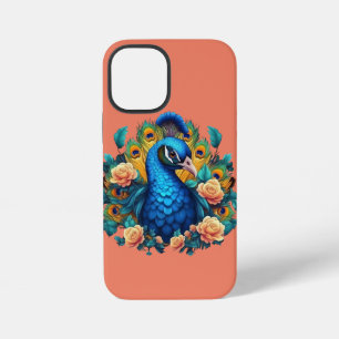 Peacock With Peach Roses iPhone 12 Mini Case