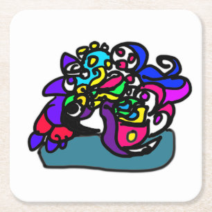 Peacock wonder  square paper coaster