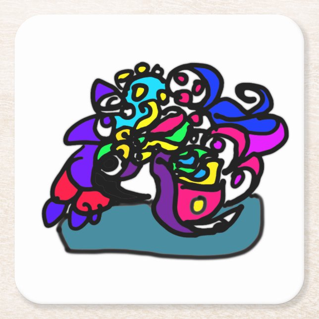 Peacock wonder  square paper coaster (Front)