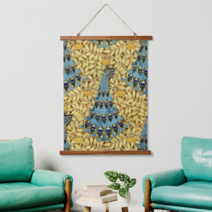 Peacocks Birds Rowan Trees Art Nouveau Hanging Tapestry