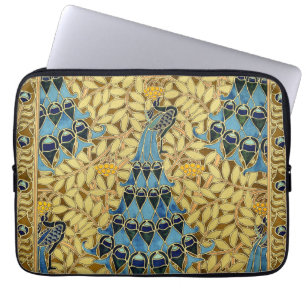 Peacocks Birds Rowan Trees Art Nouveau Laptop Sleeve