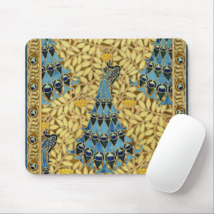 Peacocks Birds Rowan Trees Art Nouveau Mouse Mat