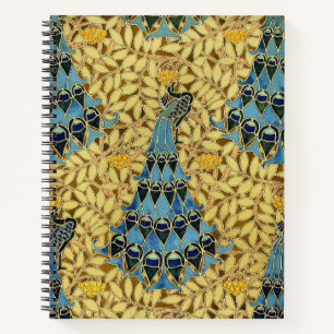 Peacocks Birds Rowan Trees Art Nouveau Notebook