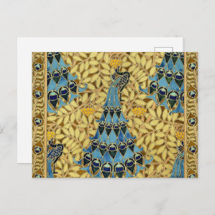 Peacocks Birds Rowan Trees Art Nouveau Postcard