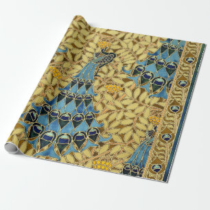 Peacocks Birds Rowan Trees Art Nouveau Wrapping Paper